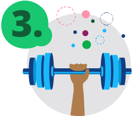 Number 3. with an arm lifting a heavy weight