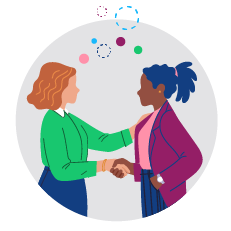 Two colleagues shaking hands.